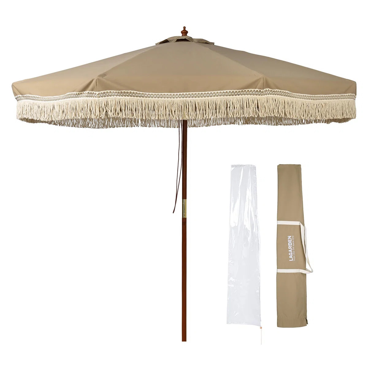 BOHO 9' Fringe Patio Umbrella with Tassels UPF50+ Boho Style 5-Year-Non-Fading for Outdoor Yard M... | Wayfair North America