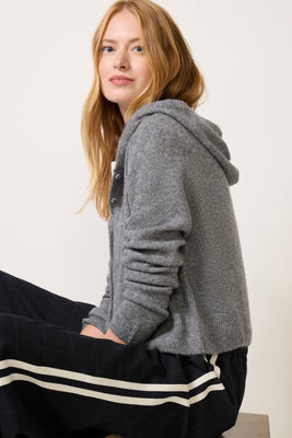 EVEREVE Women's Mason Button Front Hoodie Cardigan, Size XL, Grey | Evereve