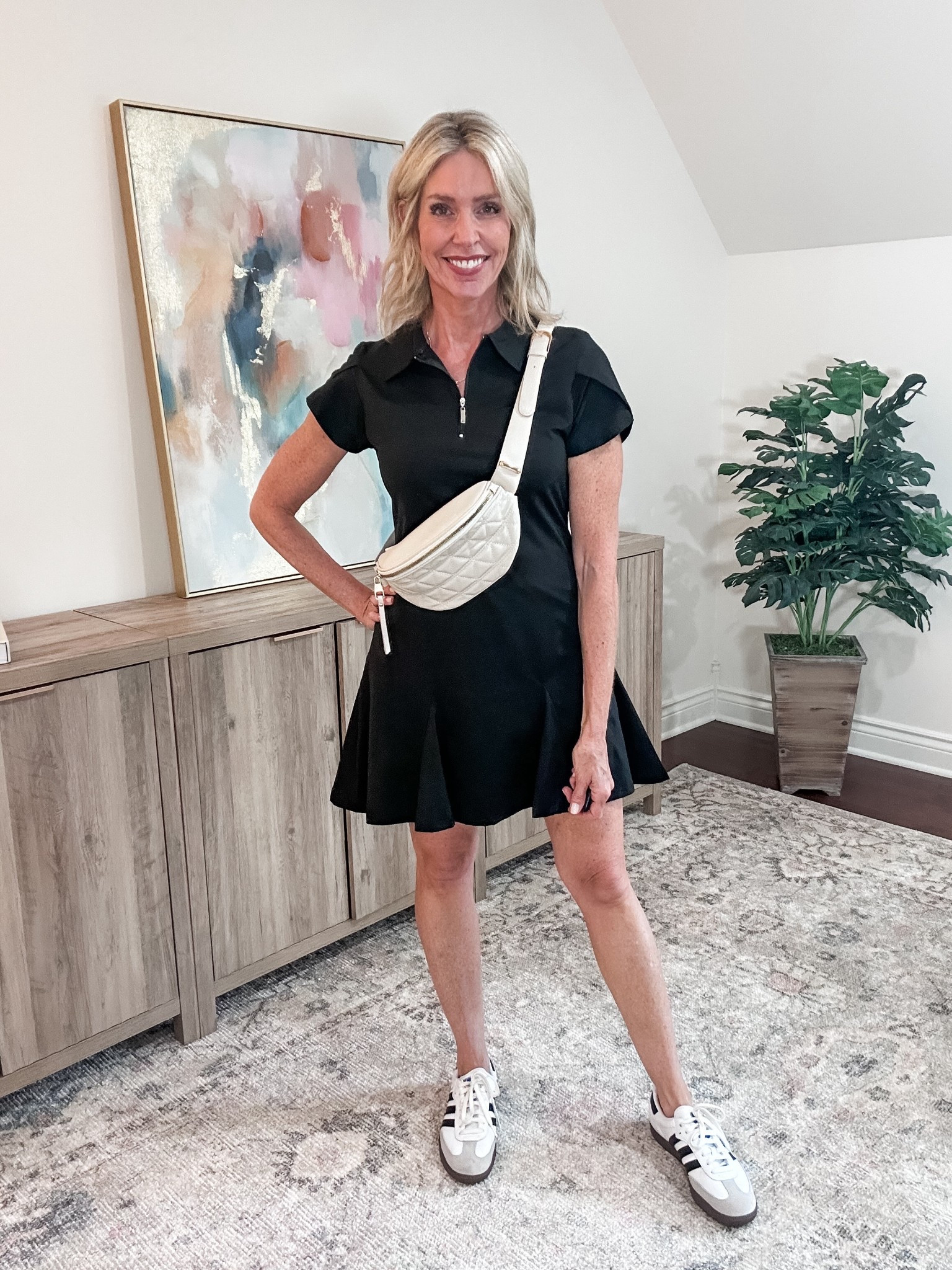 This super cute athletic dress has a flowy skirt that comes close to the knees, zip front collar and petal sleeves. It also has separate shorts with pockets underneath so it's easy to use the 🚽! Plus it's very comfortable and easy to dress up or down.

It comes in 10 colors and 5 sizes. I’m 5’6” and I’m wearing a medium.

#LTKFindsUnder50 #LTKOver40 #LTKActive