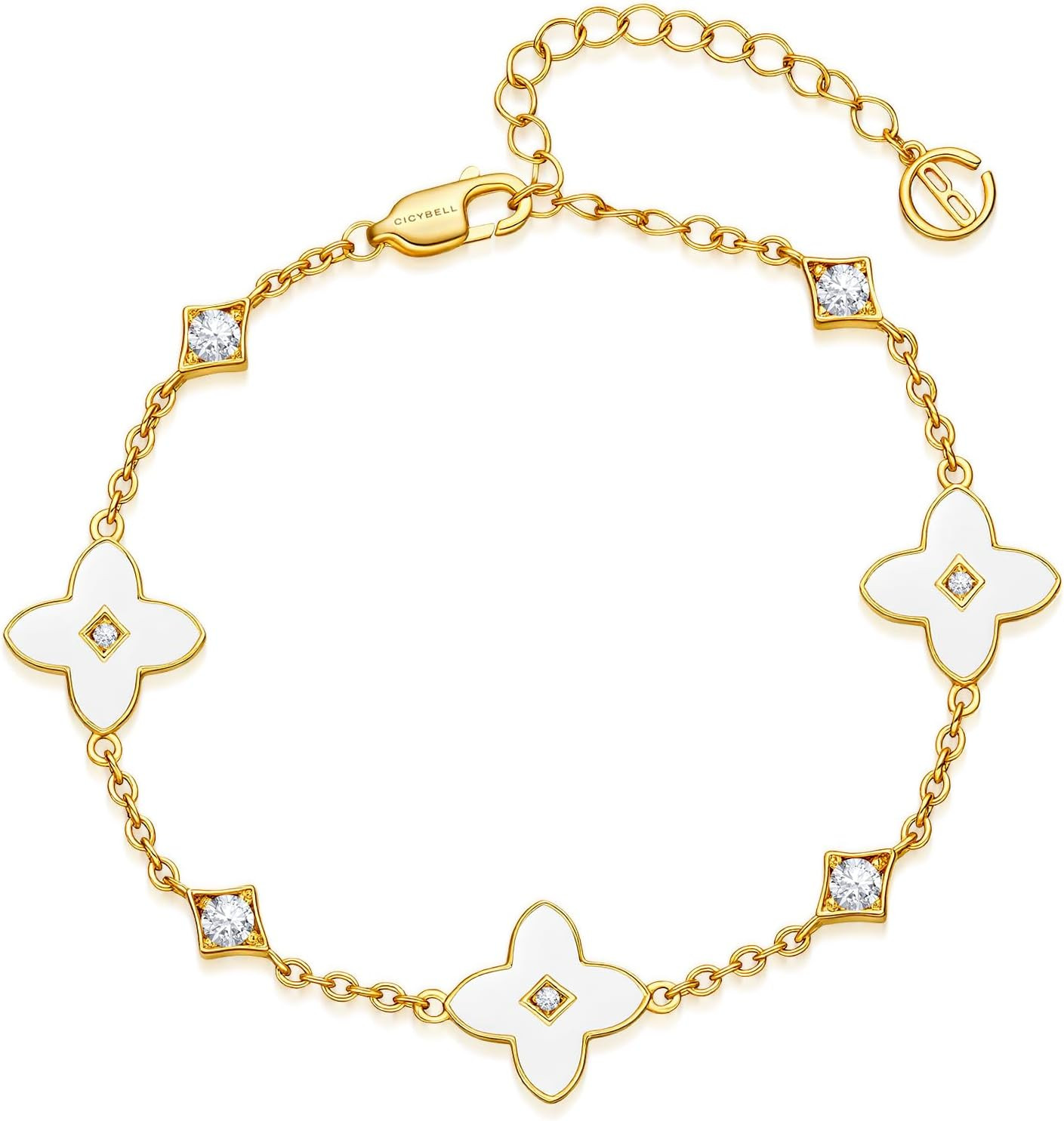 Cicy Bell Womens Bracelets 18k Gold Plated Adjustable Chain Link | Amazon (US)