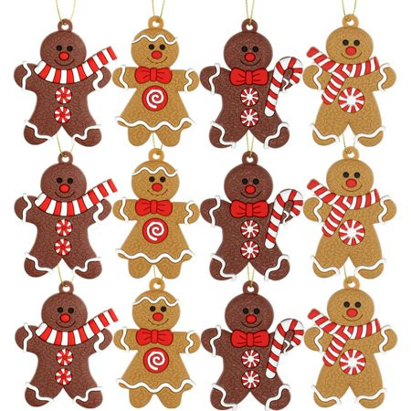 12 Pack Christmas Gingerbread Ornaments Set for Tree Hanging Ornaments Decorations Ginger Man with S | Walmart (US)