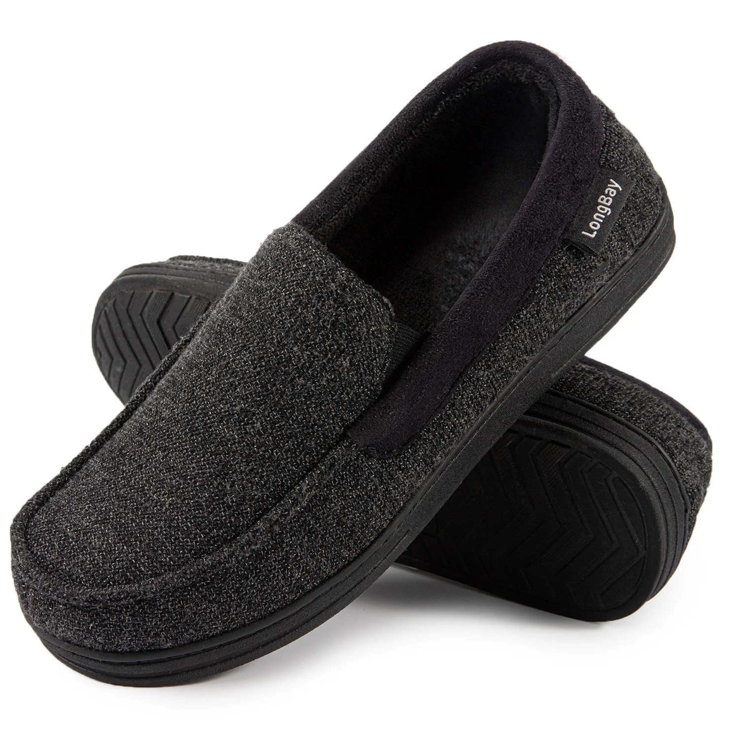 LongBay Men's Cozy Moccasin Slippers Loafer House Shoes with Memory Foam and Rubber Sole for Indo... | Walmart (US)