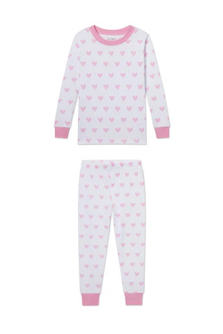 Kids Long-Long Set in Darling Pink Heart | Lake Pajamas