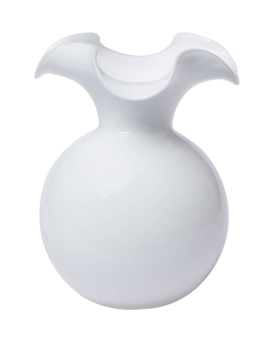 Hibiscus Glass Medium Fluted Vase, White | Neiman Marcus
