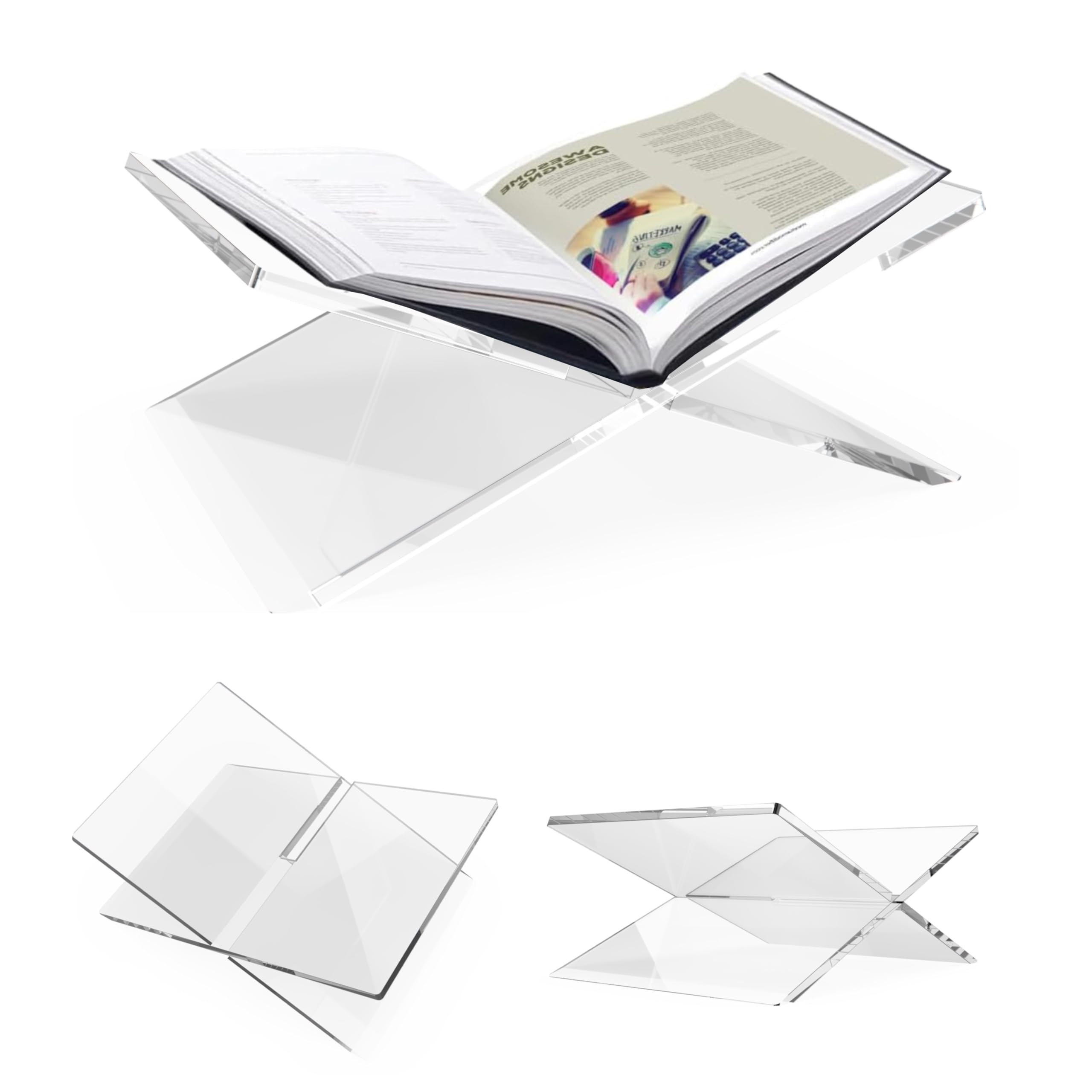 SK Large Acrylic Book Stand - 6.7" x 12.5" x 5.5" - Quran Holder 8mm Thick - Display for Coffee T... | Amazon (US)