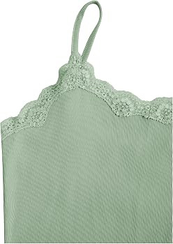 SOLY HUX Girl's Lace Trim Camisoles Ribbed Spaghetti Strap Crop Tank Tops | Amazon (US)