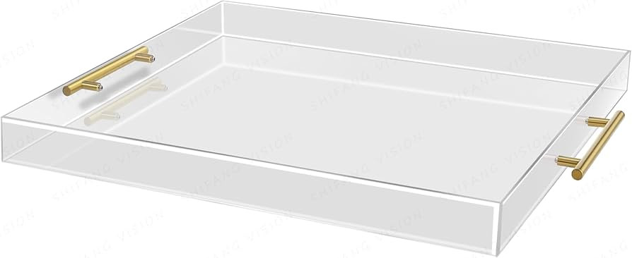 NITINOL 21×21 Inches Large Clear Acrylic Serving Tray with Handles Spill Proof Trays for Coffee ... | Amazon (US)
