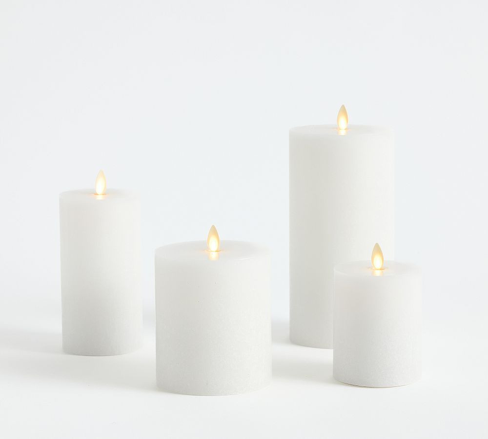 Premium Flickering Flameless Wax Pillar Candle - Salt Washed | Pottery Barn (US)