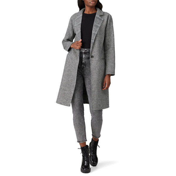 7 For All Mankind Houndstooth Wool Coat Grey-print | Rent the Runway