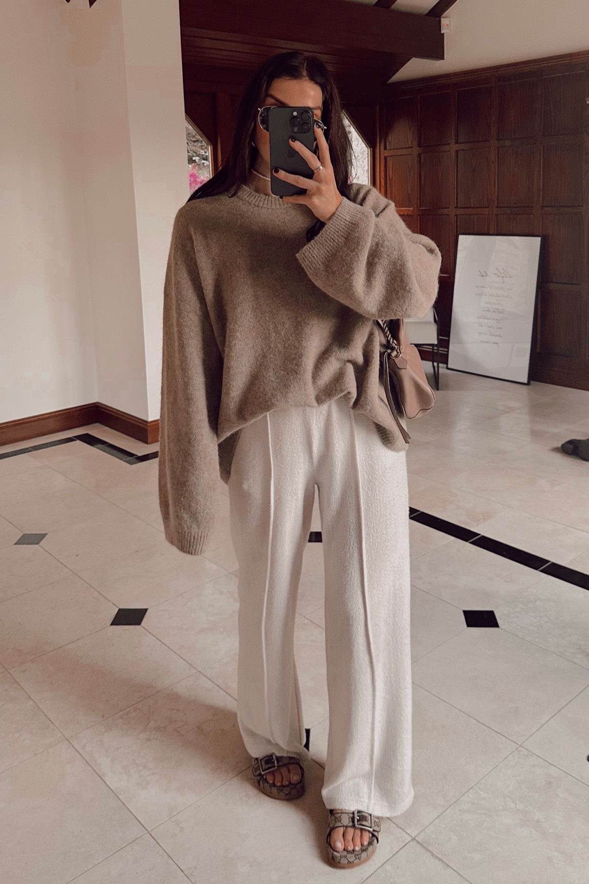 Neutral outfit for spring 
Oversized sweater : ARKET 
Wide leg cream trousers : Urban Outfitters 
Gucci sandals 

Capsule wardrobe outfit ideas 
Over thirty outfit inspo 
Casual style 
Easy styling tips 

#LTKunder50 #LTKeurope #LTKshoecrush