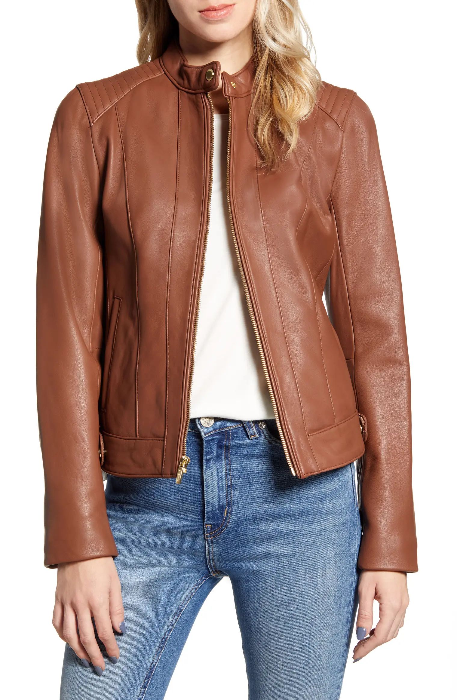 Cole Haan Leather Moto Jacket | Nordstrom