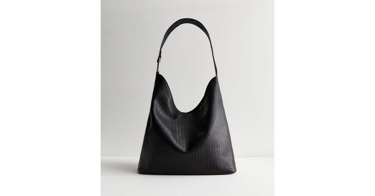 Black Woven Leather-Look Shoulder Bag | New Look | New Look (UK)