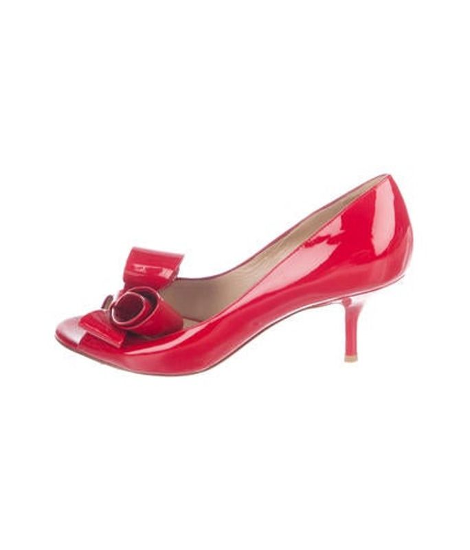 Valentino Patent Leather Peep-Toe Pumps Red Valentino Patent Leather Peep-Toe Pumps | The RealReal