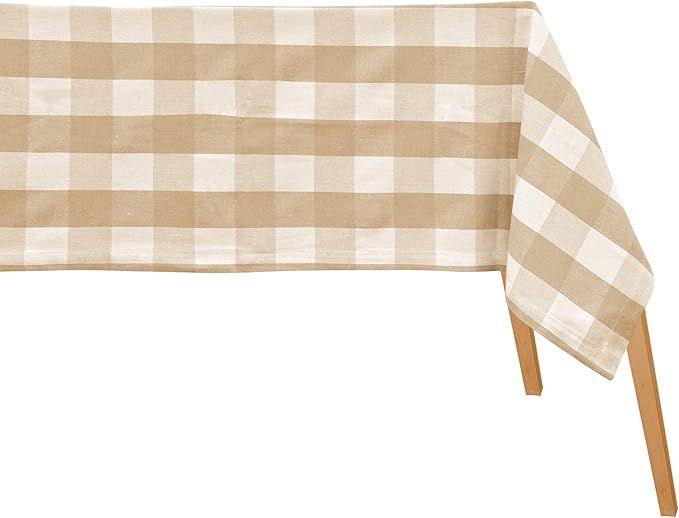 Beige Plaid Tablecloth - Checkered Tablecloth Buffalo - Buffalo Plaid Tablecloth - Cotton Checked... | Amazon (US)