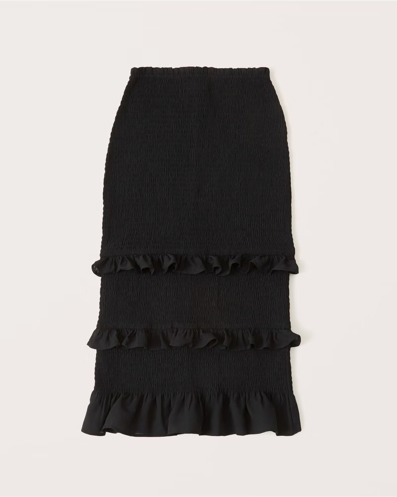 Smocked Midi Skirt | Abercrombie & Fitch (US)