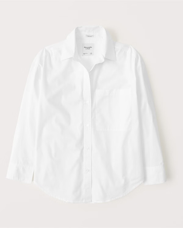 Oversized Poplin Button-Up Shirt | Abercrombie & Fitch (US)