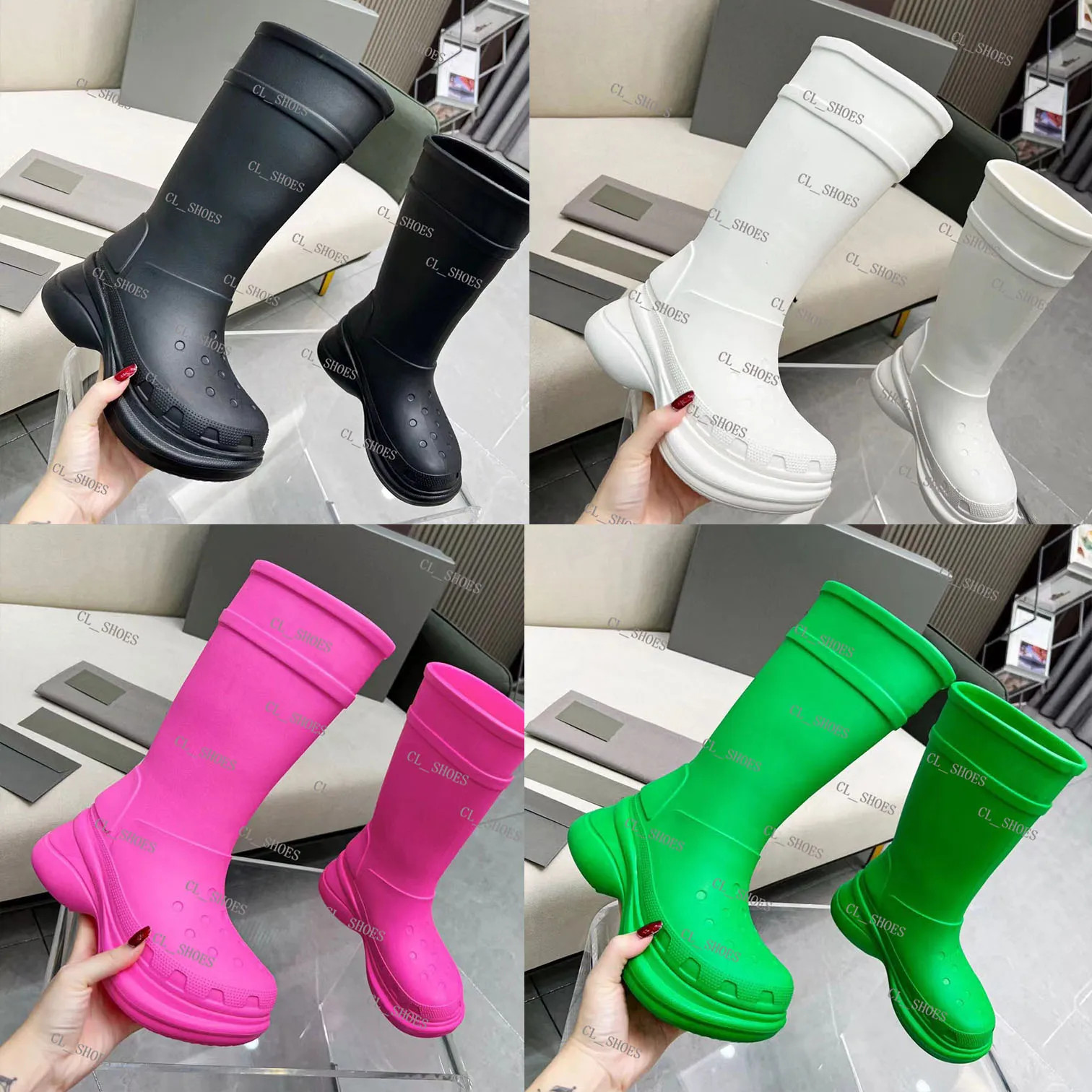 Designer Boots Men Women Rain Boots Winter Rubber Platform Booties Ankle Slip-On Boot With Box | DHGate