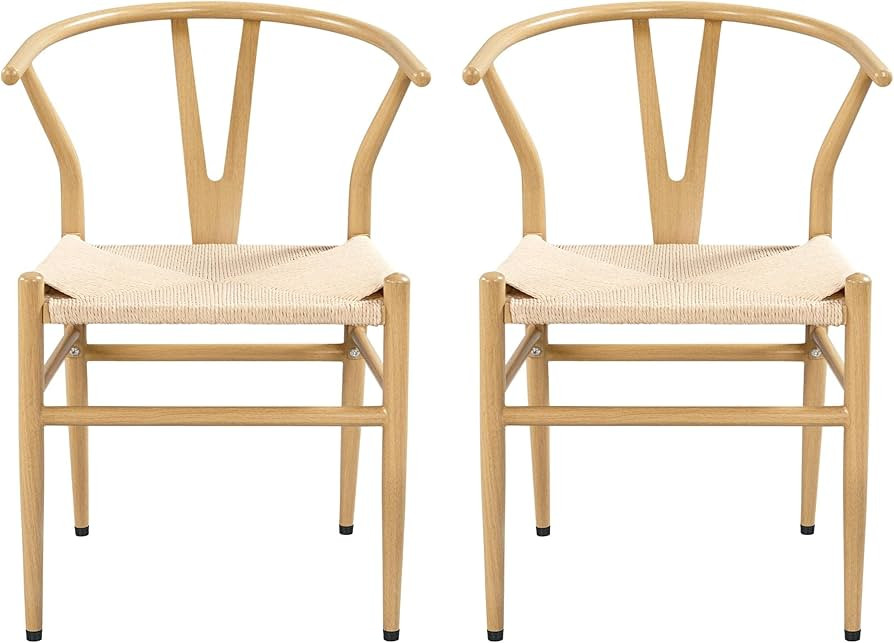 costoffs Weave Arm Chair Modern Dining Chairs Mid-Century Metal Dining Chair Accent Chair Set of ... | Amazon (UK)