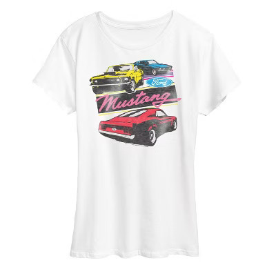 Women's Ford Mustangs Short Sleeve Graphic T-Shirt - White - Large | Target