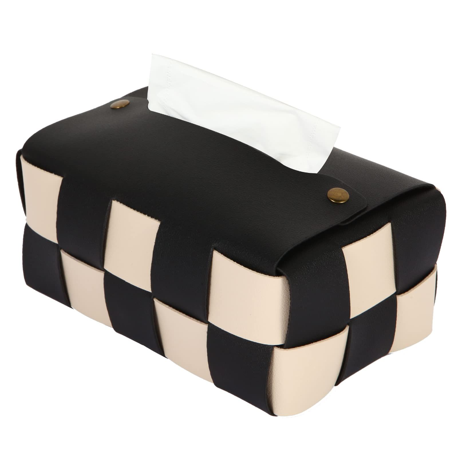 Anhixuse Tissue Box Cover, Rectangular Tissue Box Holder, Modern PU Leather, Stylish Checkerboard... | Amazon (US)