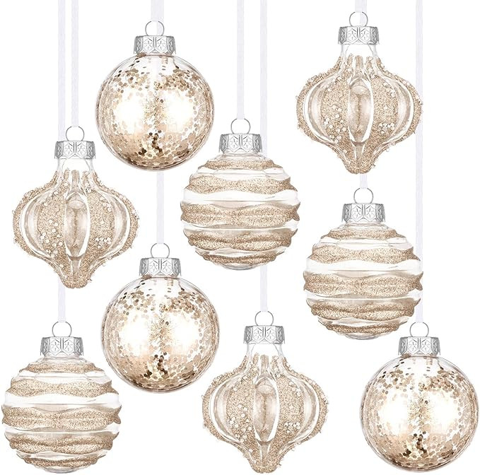 9 Pcs 3.15" Clear Christmas Ball Ornaments Xmas Ball Decorations Set Shatterproof Decorative Hang... | Amazon (US)