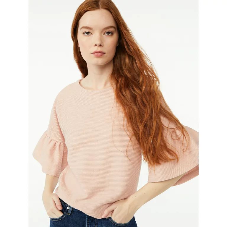 Free Assembly Women's Ruffle Ottoman Top with Dolman Sleeves | Walmart (US)