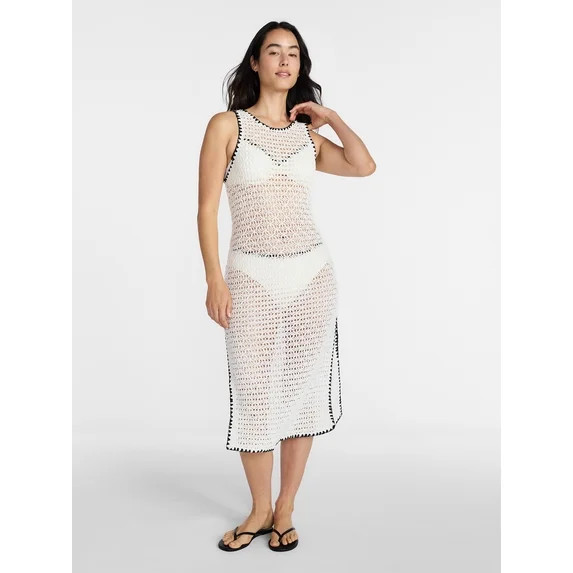 Time and Tru Women's and Women's Plus Crochet Midi Dress Coverup, Sizes XS - 3X | Walmart (US)