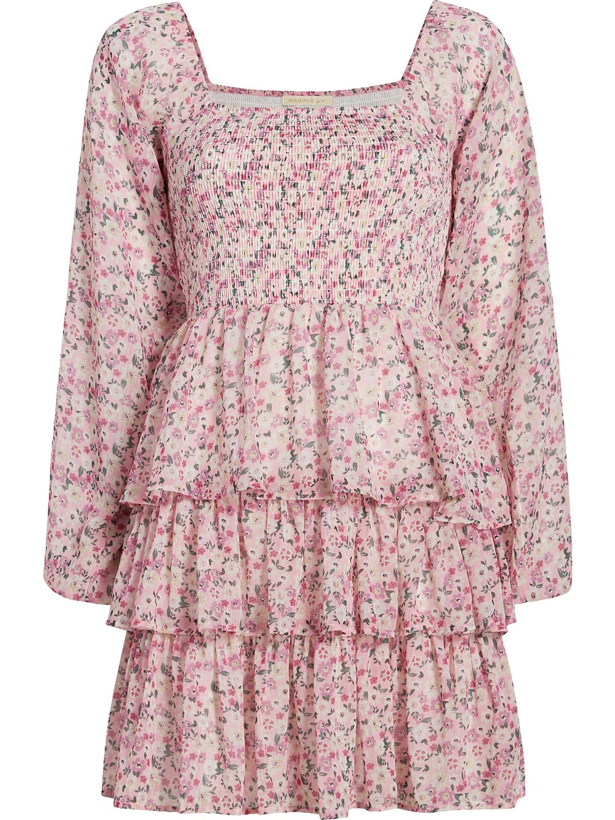 Madden Girl Womens Floral Tiered Mini Dress Pink M | Walmart (US)