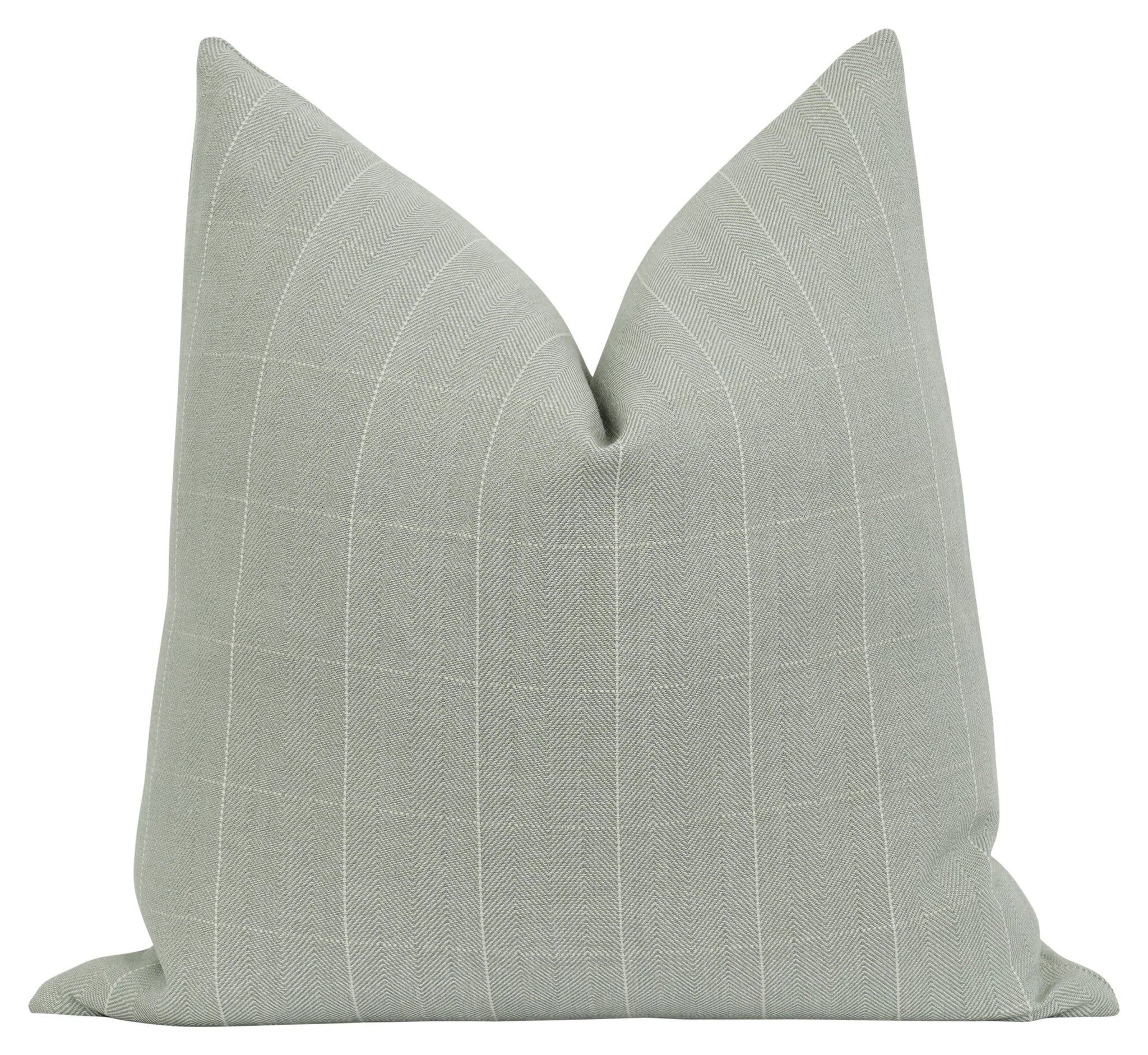 Fayette Seafoam Green Woven Plaid Pillow | Land of Pillows