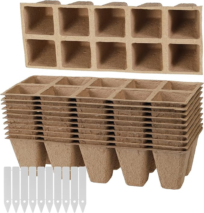 10 Pack Seed Starter Trays (100 Cells), Peat Pots Seedling Plant Grow Tray, Biodegradable Compost... | Amazon (US)