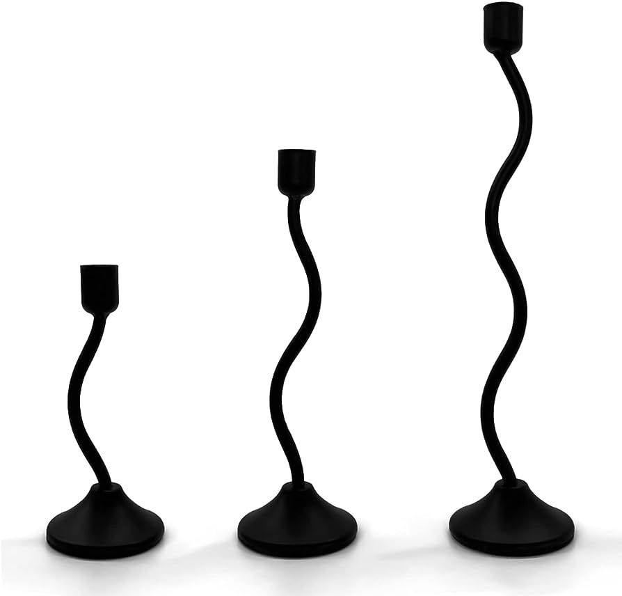 Premium Quality Matte Black Candle Holder, Set of 3 for Taper and LED Candles, Elegant Metal Cand... | Amazon (US)