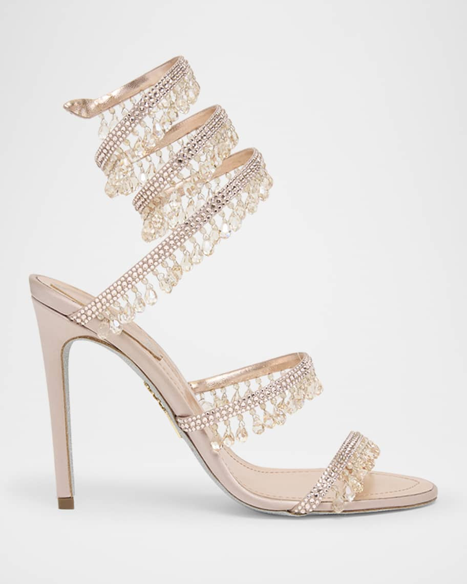 Chandelier Satin Snake Ankle Wrap Sandals | Neiman Marcus