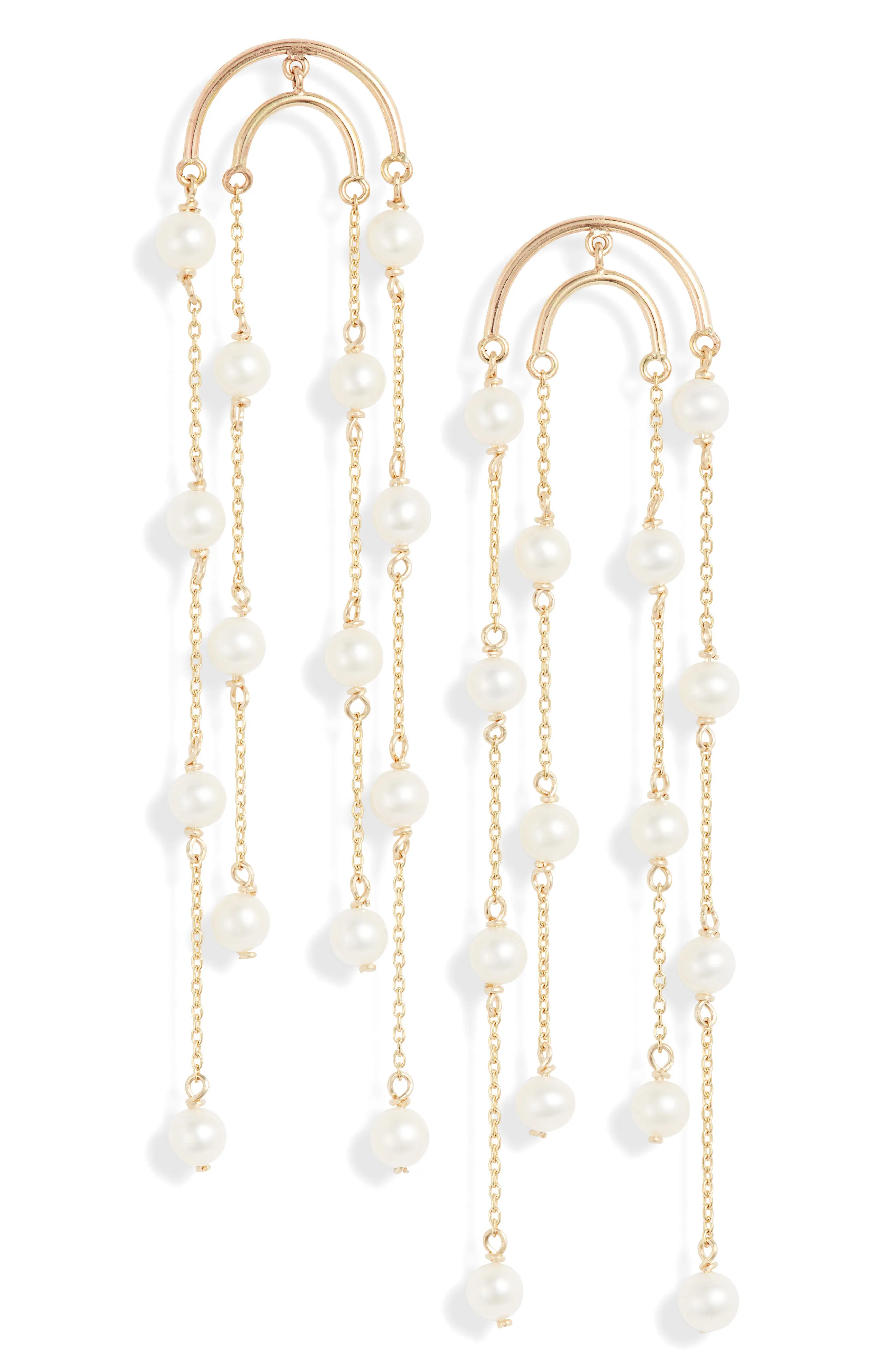 Women's Poppy Finch Double Crescent Long Pearl Earrings | Nordstrom