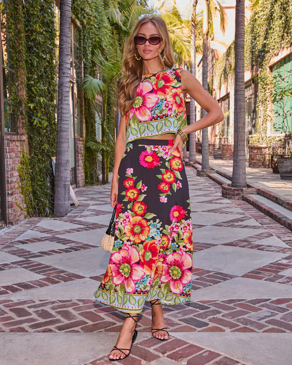 Petal Coast Floral Print Maxi Skirt | VICI