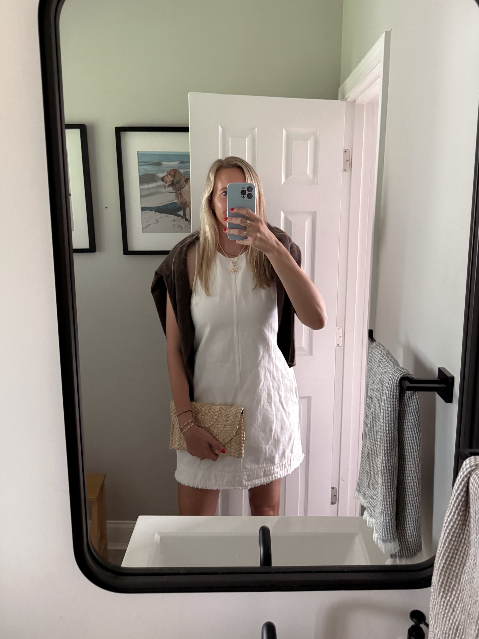 My J. Crew denim shift dress is 7 years old (so obviously sold out) — linking this year’s version + similar at lots of different price points!


Straw clutch that I’ve had forever also linked + the one I’d get if I was buying one now.

Cashmere cardigan is perfect to throw over your shoulders and so soft.

#LTKSeasonal #LTKStyleTip