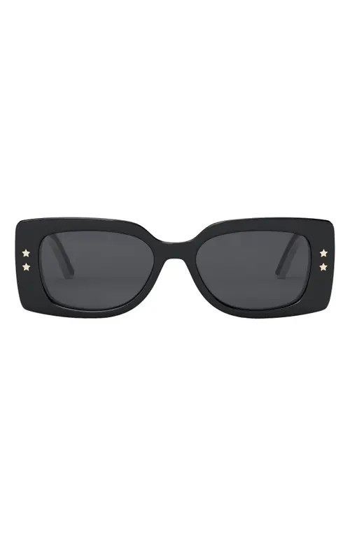 'DiorPacific S1U 53mm Rectangular Sunglasses in Shiny Black /Smoke at Nordstrom | Nordstrom