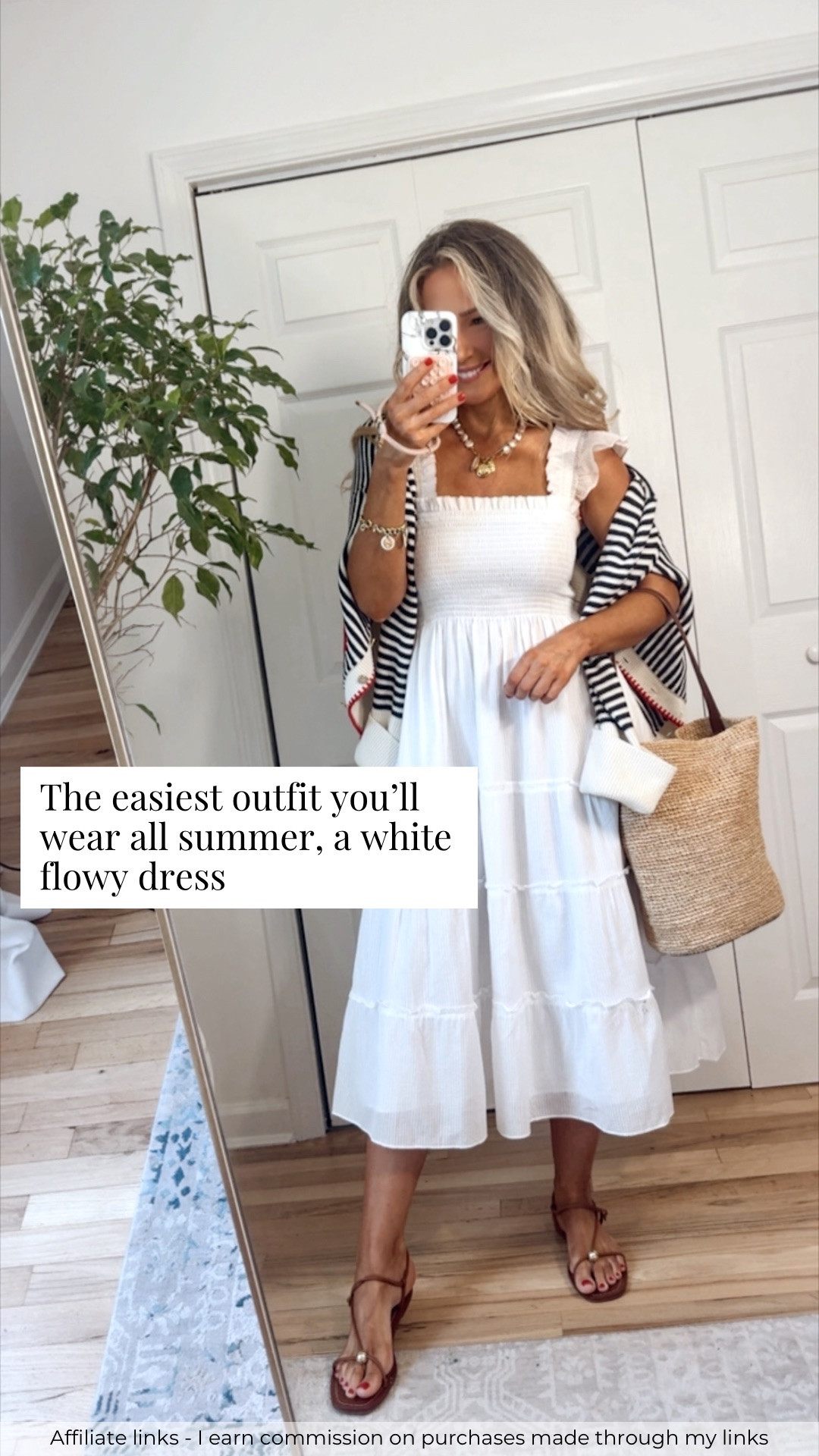 Affiliate links - I earn commission on purchases made through my links 

Fourth of July outfits
White flowy dress
Striped sweater
 Coastal grandma aesthetic
