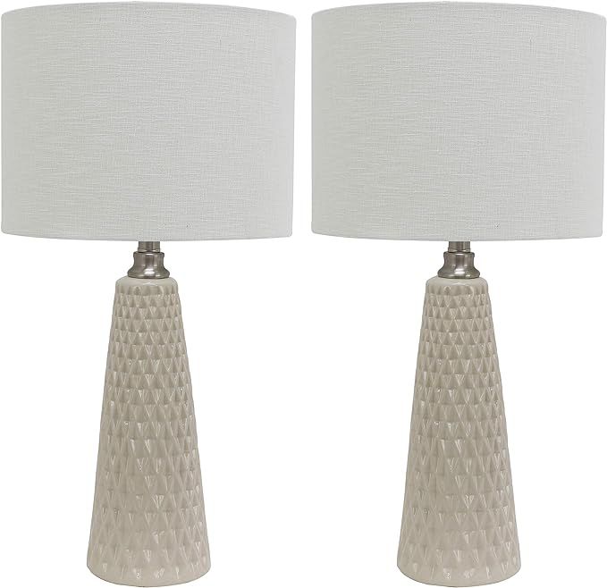 Decor Therapy MP1631 Set of Two Jameson Textured Ceramic Table Lamps, Ivory | Amazon (US)