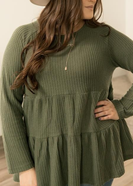 Hayden Olive Waffle Knit Top | My Sister's Closet Boutique