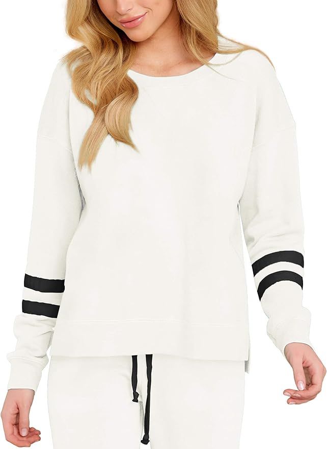 SIEANEAR Womens 2 Pieces Long Sleeve Loungewear Sweatsuit Sets Crewneck Outfits | Amazon (US)