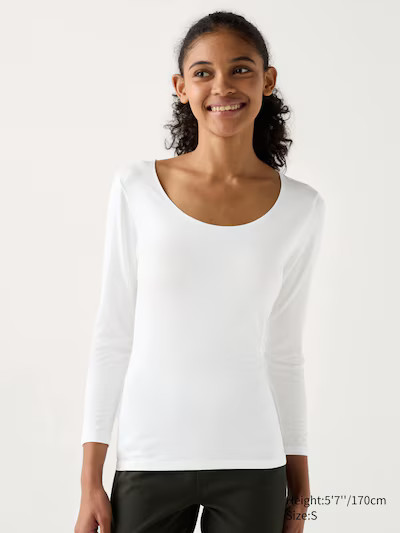 Women's HEATTECH Scoop Neck T-Shirt | UNIQLO UK | UNIQLO (UK)