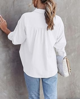 BONITEE Womens Cotton Button Down Shirt Casual Long Sleeve Collared Work Shirts Blouse Tops with ... | Amazon (US)
