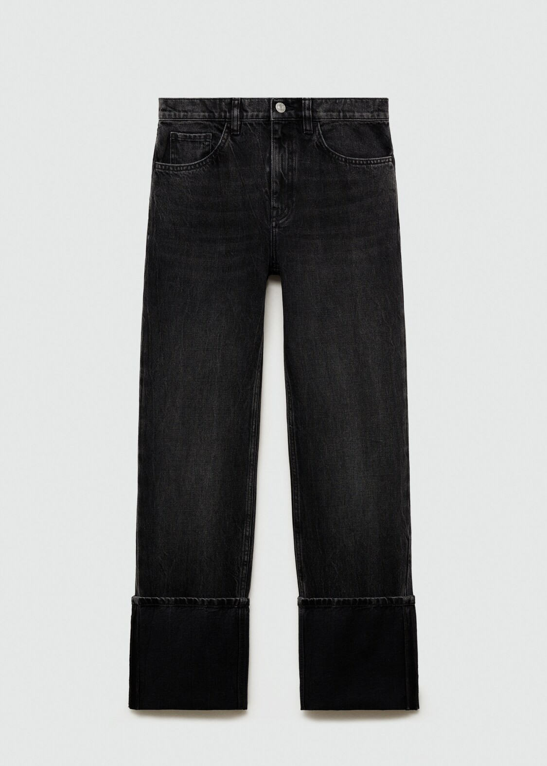 Straight jeans with turn-up - Women | MANGO United Kingdom | MANGO (UK)