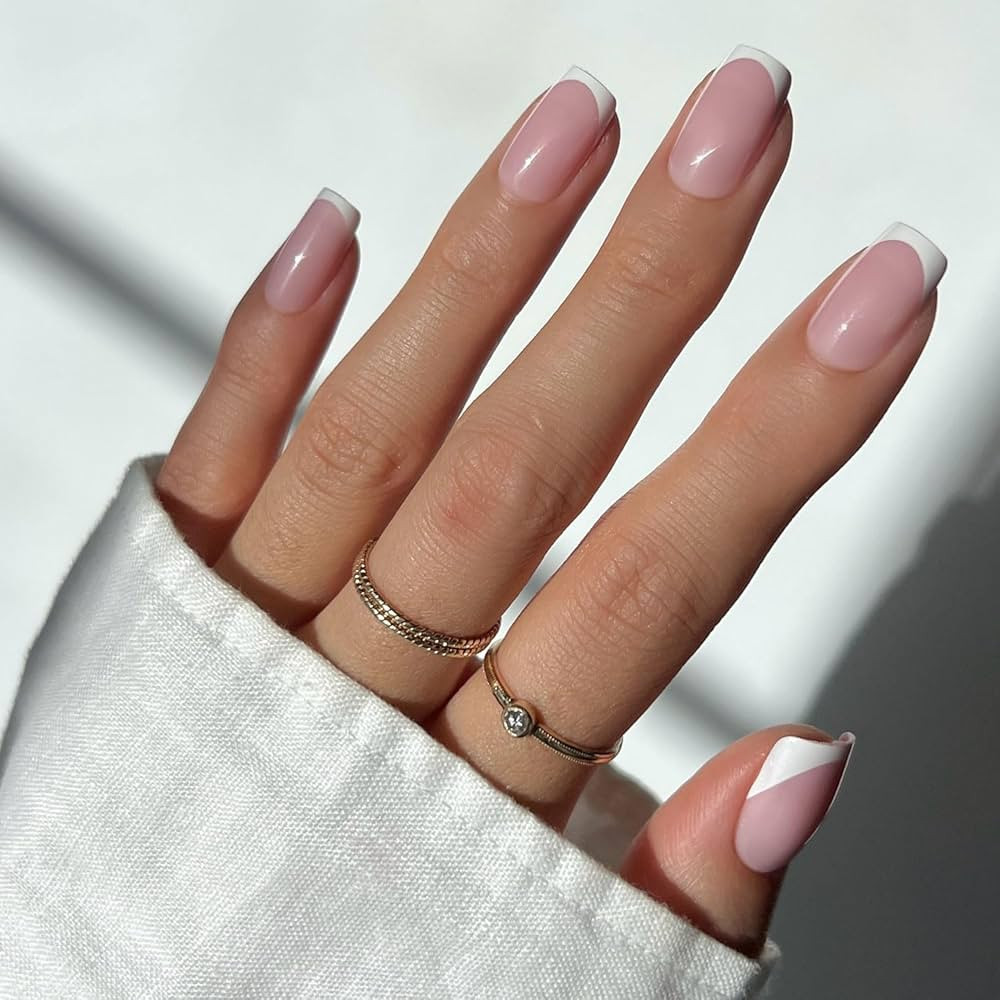 Glamnetic Press On Nails - Classy French | Medium Square Fake Nails, Trendy Micro French Tip, Sal... | Amazon (US)