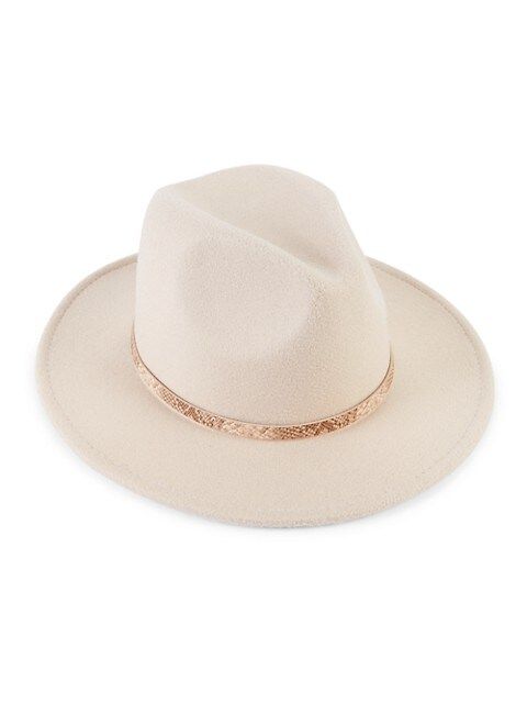 MARCUS ADLER Faux Leather-Trim Felt Hat on SALE | Saks OFF 5TH | Saks Fifth Avenue OFF 5TH