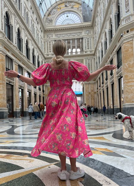 Look to gallivant and explore across Italy - comfortable midi dress that can be worn off the shoulder or as short sleeves and classic white sneaker by Nerogiardini 

#LTKtravel #LTKshoecrush #LTKstyletip