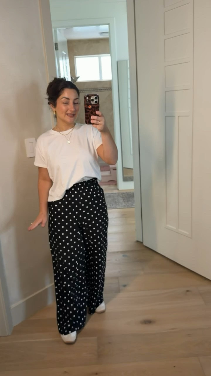 Casual yet chic OOTD! Tee size small, polka dot pants size small (5'0" 140lbs) 
Petite friendly

#LTKootd #LTKPetite #LTKdayinmylife