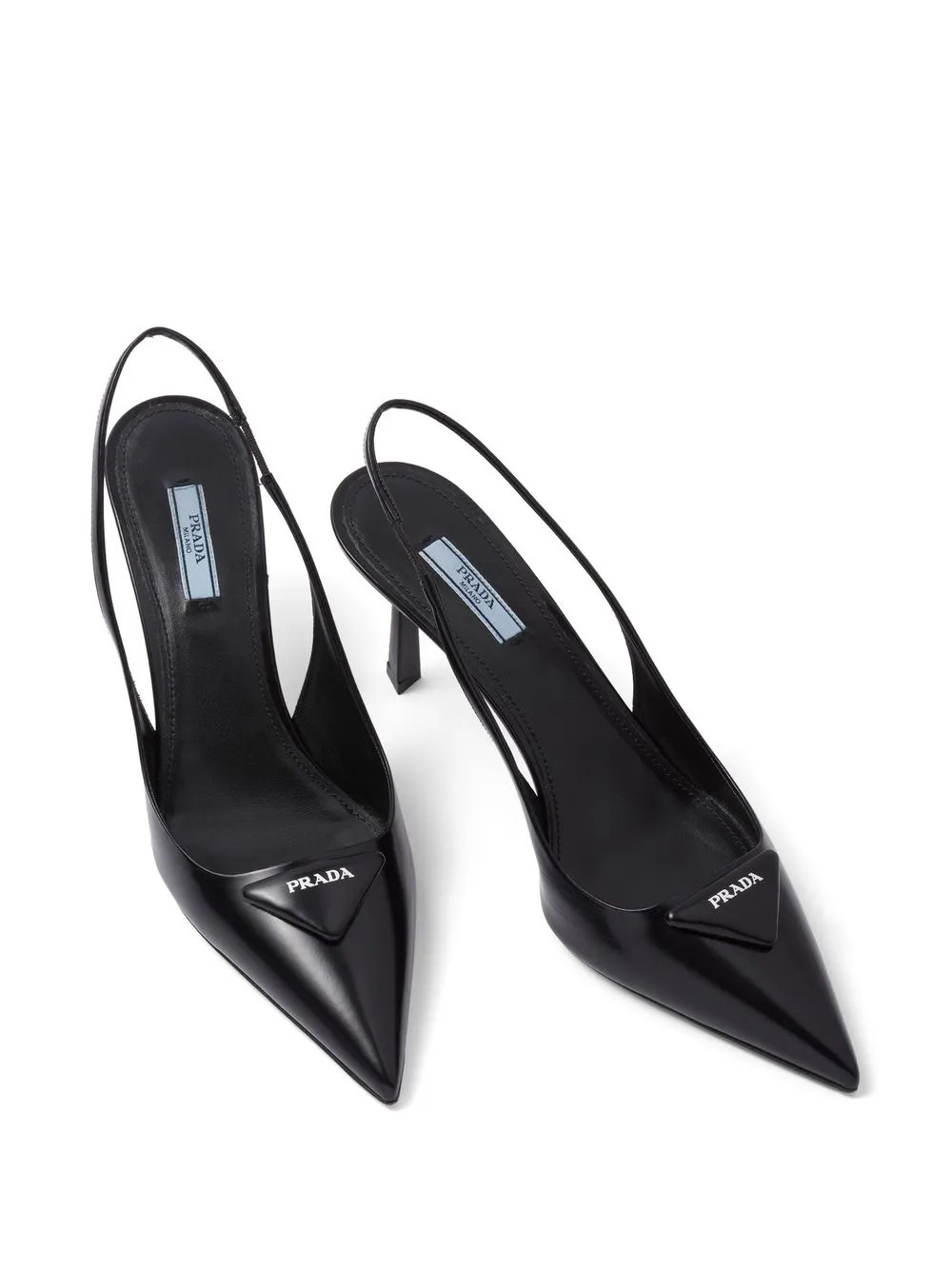Prada logo-plaque Slingback Pumps - Farfetch | Farfetch Global