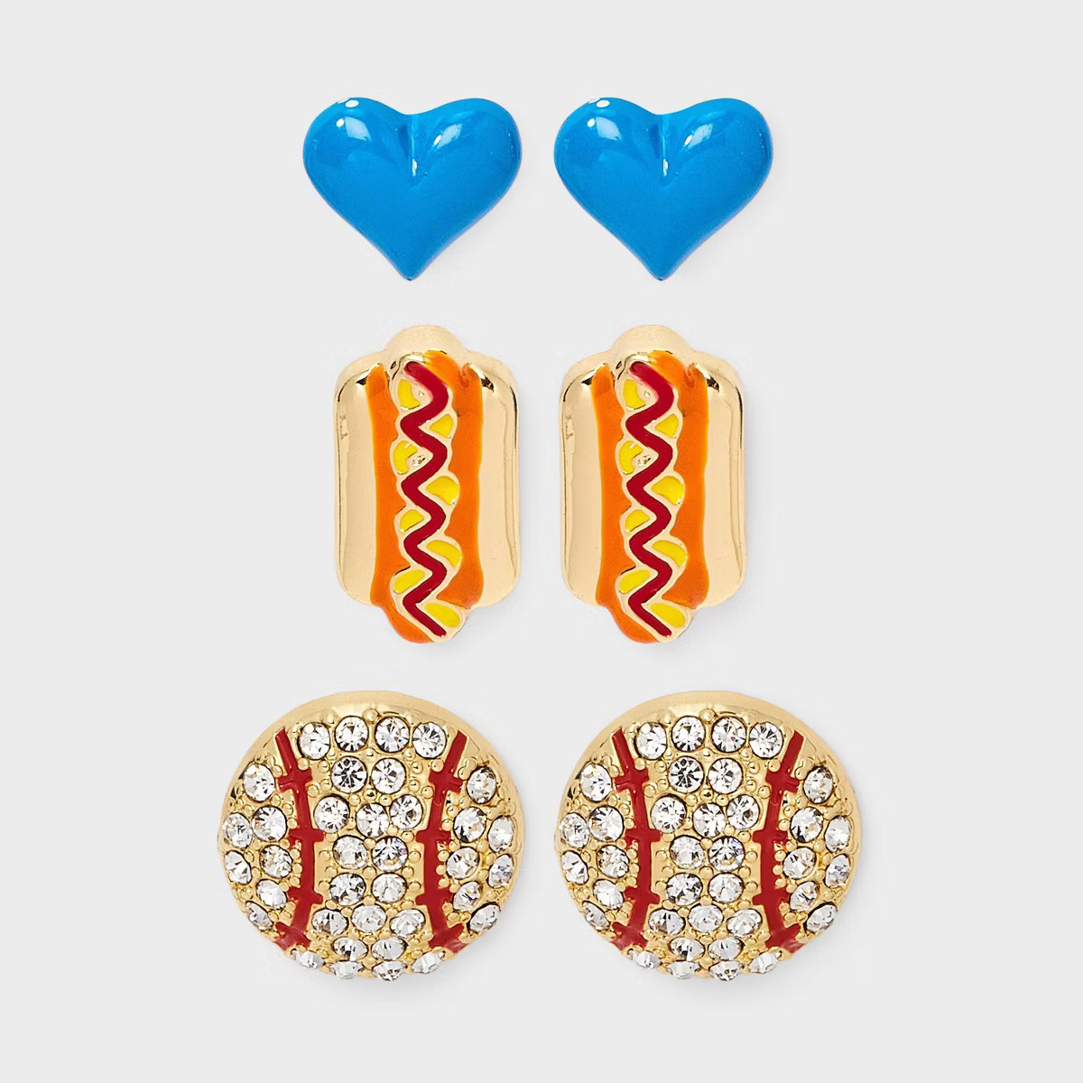 SUGARFIX by BaubleBar Home Run Heroes Statement Earrings - Gold/Red/Blue | Target