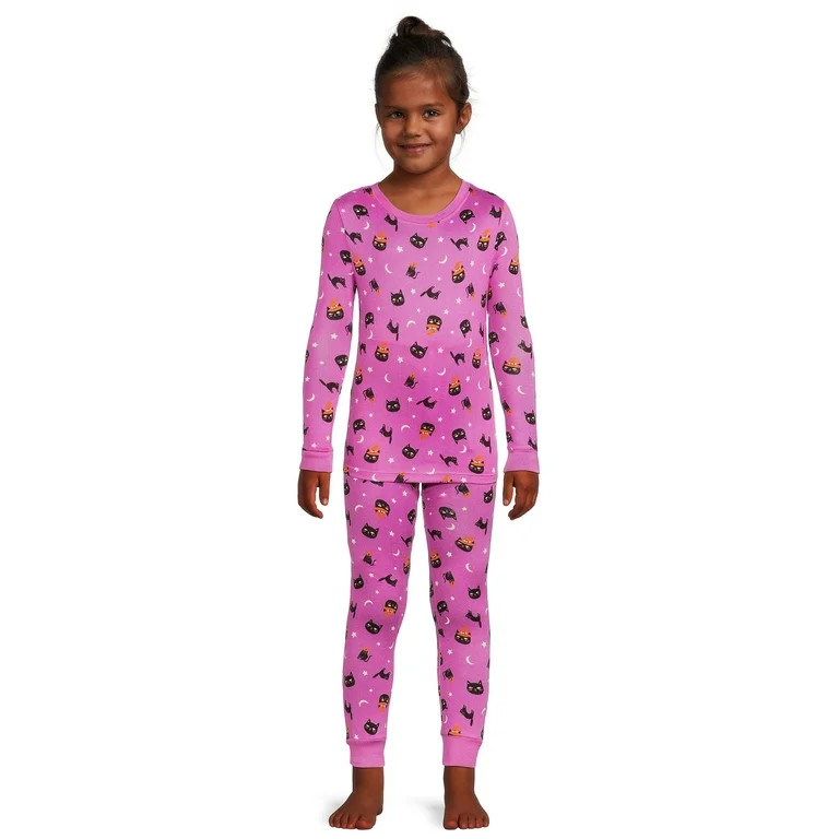 Wonder Nation Girls Halloween Long Sleeve Top and Pant Set, 2-Piece, Sizes 4-10 | Walmart (US)